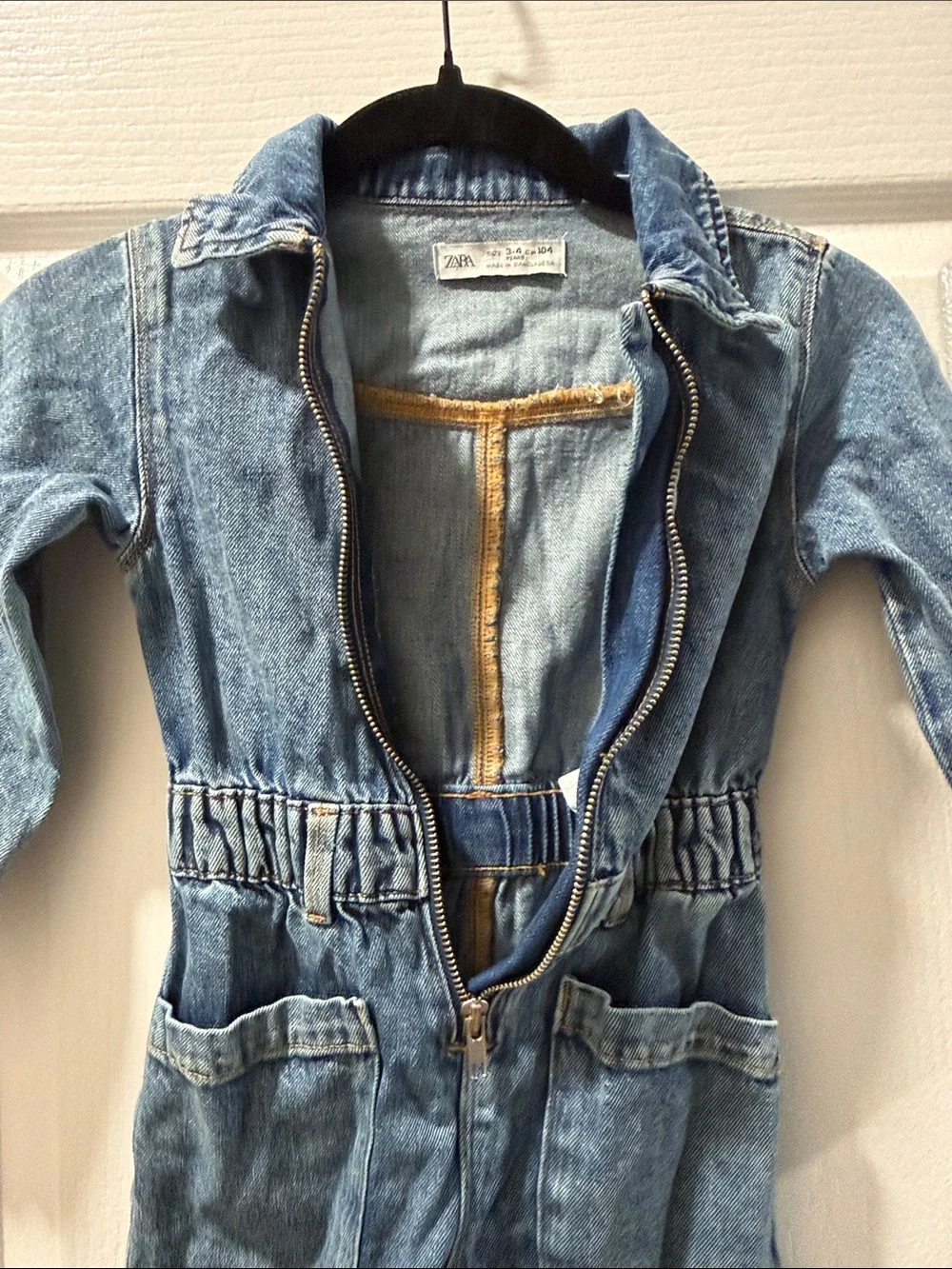 Zara Light Blue Denim Jumpsuit for Kids Size 3-4